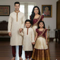 Kanchi silk maggam family outfit – 4 colours – full family – Arhas Couture