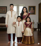 Kanchi silk maggam family outfit – 4 colours – full family – Arhas Couture