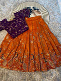 Kids tissue silk lehenga – Orange, Peach, Purple – 1 to 15 years – Arhas Couture