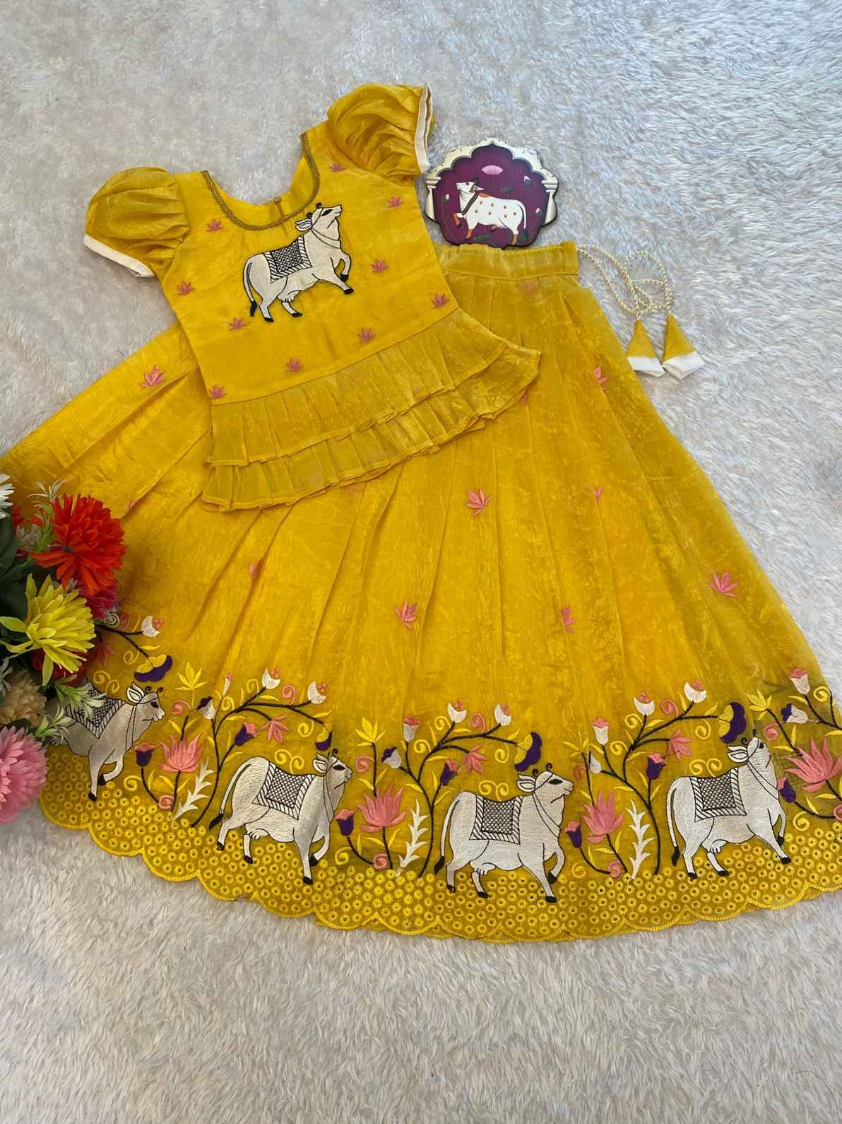 Kid's Pichwai Soft Crush Lehengas