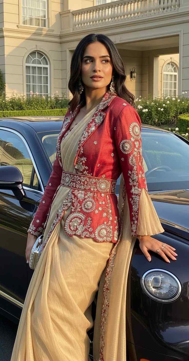 Fancy organza satin sarees by Arhas Couture