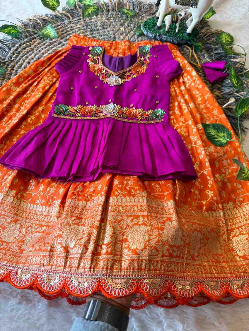 Kid's Viscose Tissue Silk Lehengas