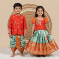 Semi Kanjivaram family outfit – full family – Arhas Couture