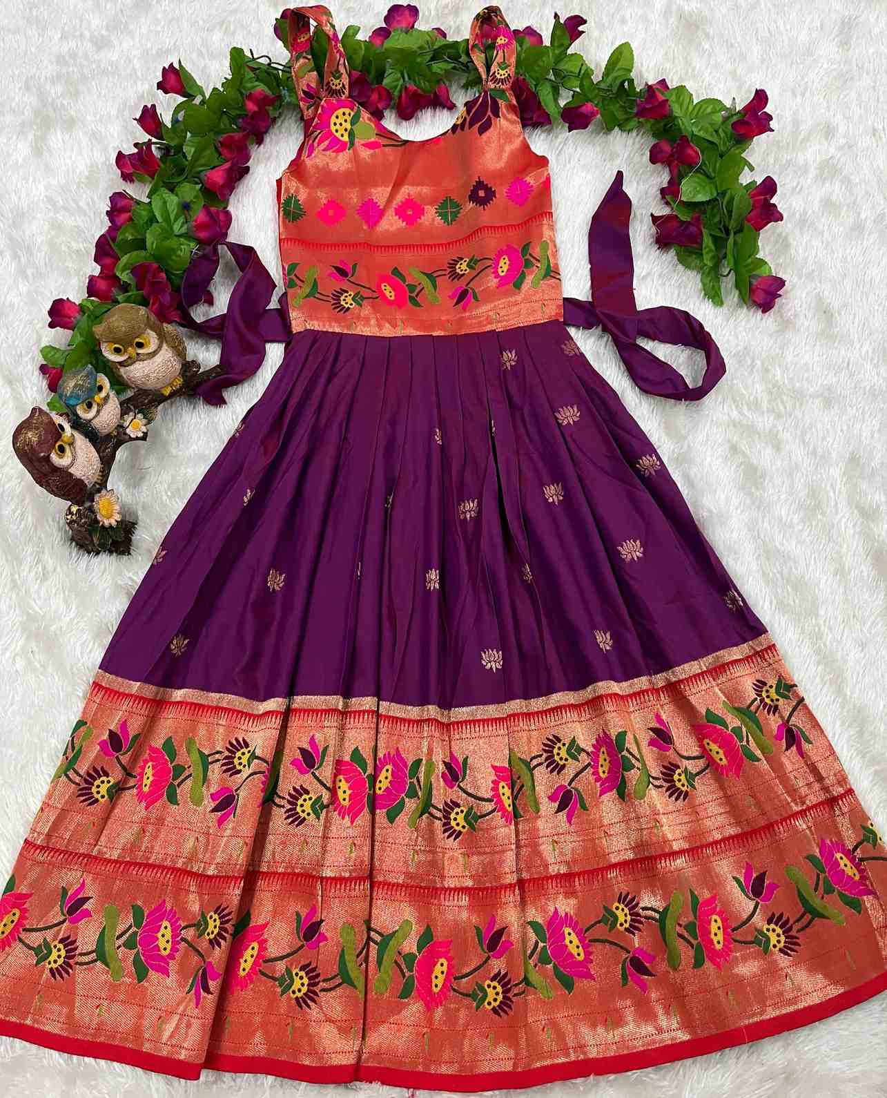 Kid's Soft Silk Paithani Gowns