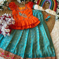 Kid’s Viscose Banarasi Tissue Lehenga