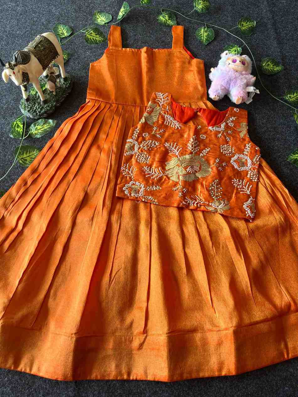 Kids tissue gown – orange 2 – Arhas Couture
