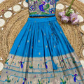 Kids Paithani lehenga – royal blue – Arhas Couture