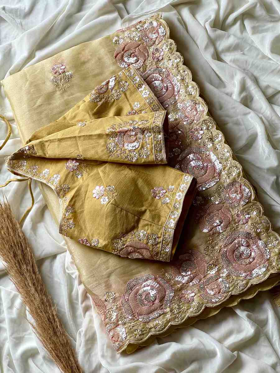 Fancy premium space silk saree with coding and sequins – Arhas Couture