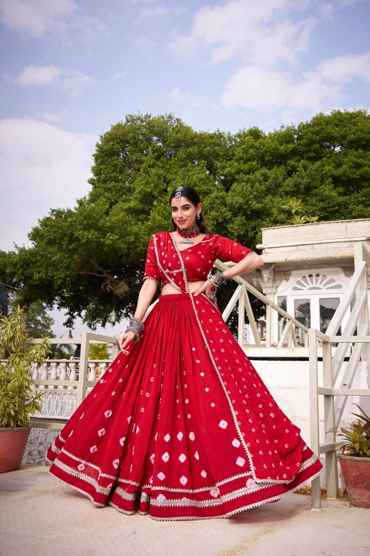 Chanderi Bhandini Lehengas