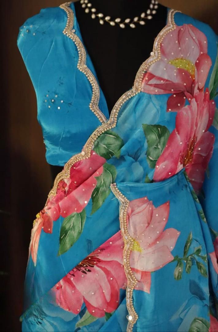 Fancy crepe silk handwork sarees by Arhas Couture