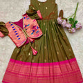 Kids Paithani gown – lavender – Arhas Couture