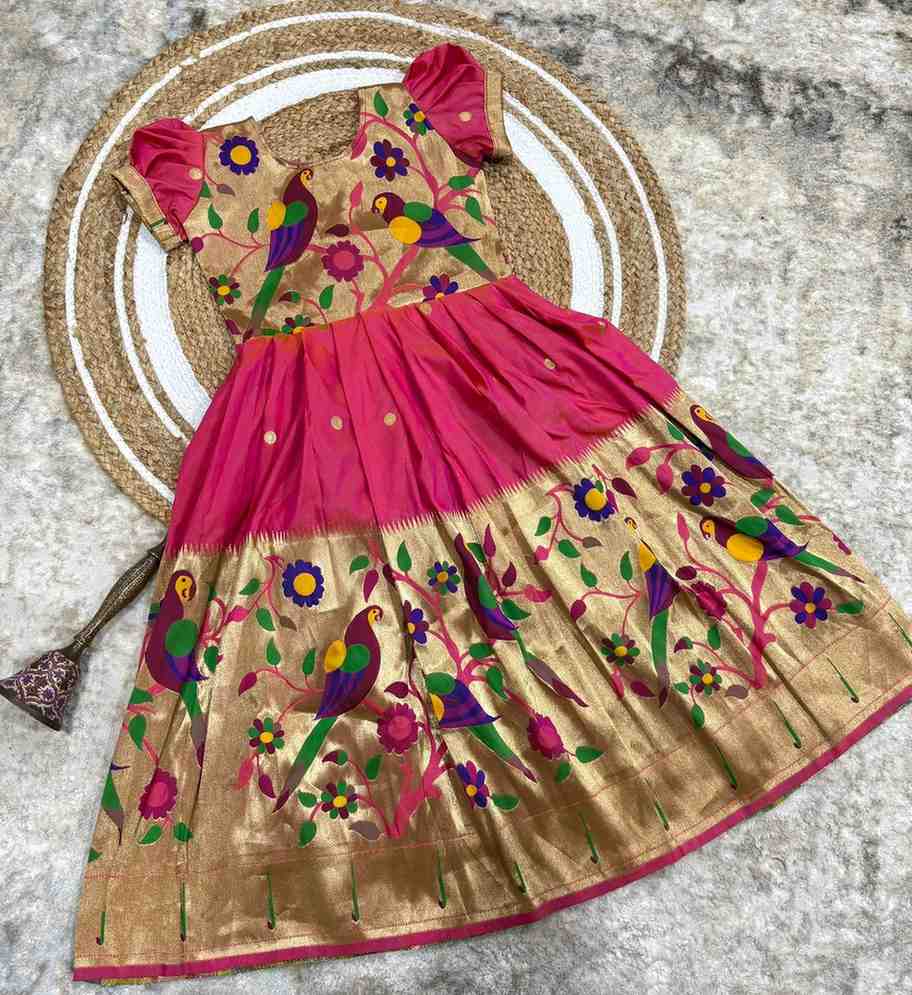 Kids Paithani gown – purple – Arhas Couture