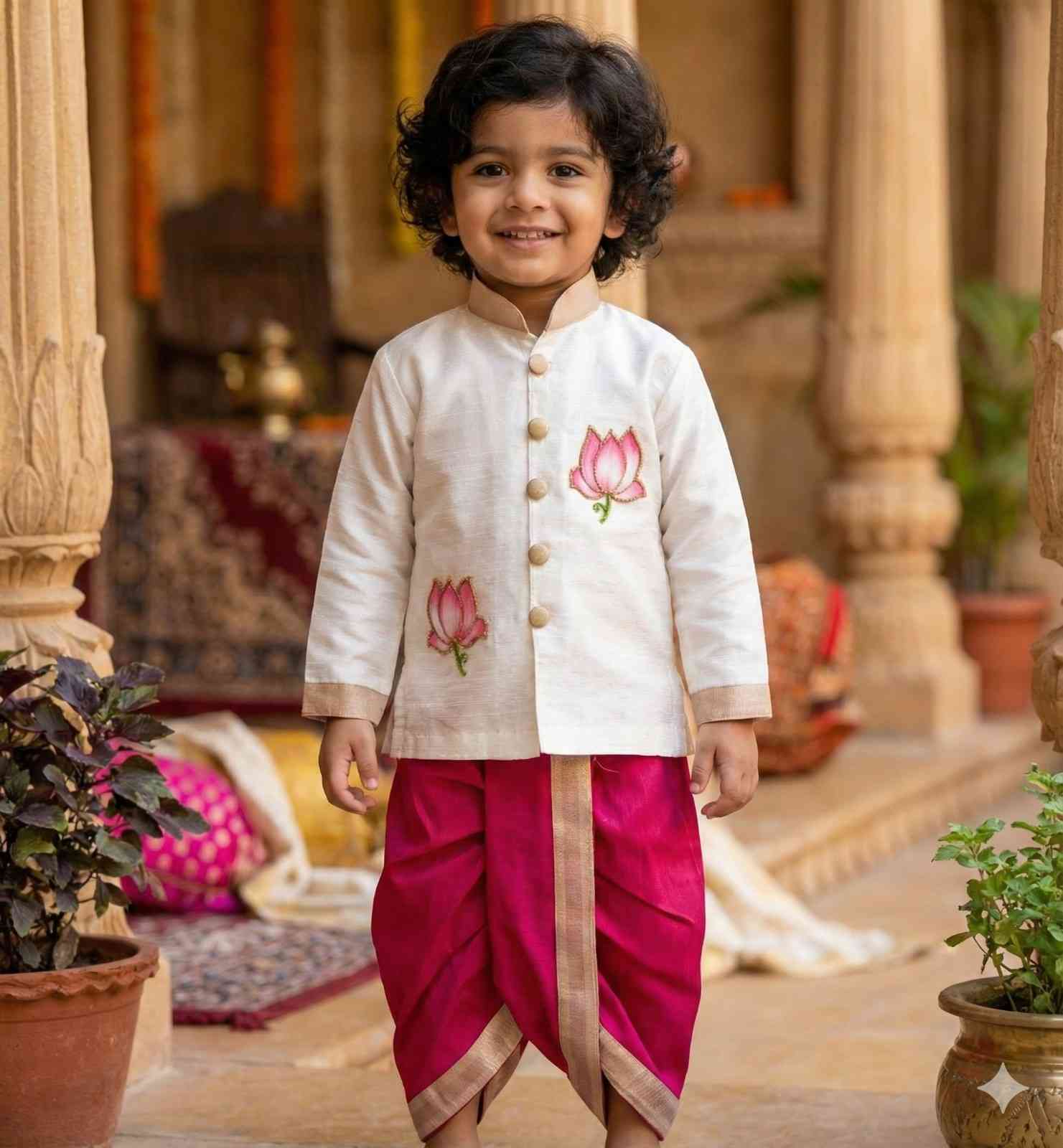 Raw silk family outfit – kids and men – Arhas Couture