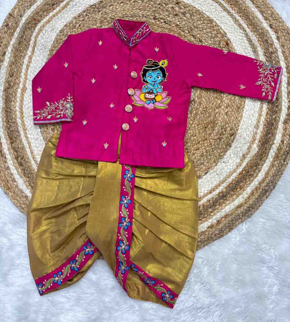 Raw silk kurta family outfit – 4 colours – kids and men – Arhas Couture