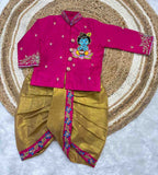 Raw silk kurta family outfit – 4 colours – kids and men – Arhas Couture