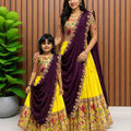 Kids Paithani silk lehenga – Yellow, Purple, White, Orange – 1 to 15 years – Arhas Couture