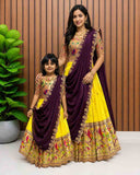 Kids Paithani silk lehenga – Yellow, Purple, White, Orange – 1 to 15 years – Arhas Couture