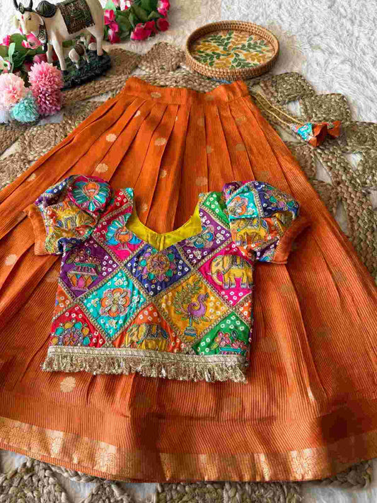 Kid's Viscose Dola Silk Lehengas