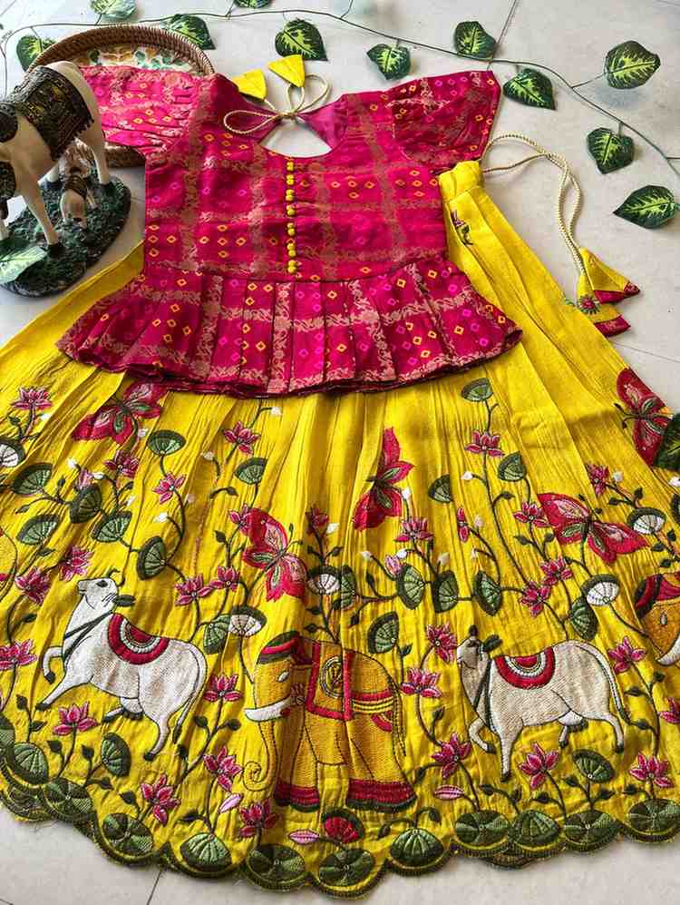 Kids soft Viscose tissue lehengas by Arhas Couture