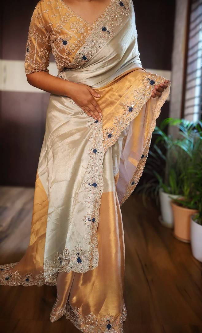 Fancy Banarasi tissue saree – colour view – Arhas Couture