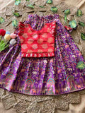 Kids soft Gajji silk lehenga – Purple, White – 1 to 15 years – Arhas Couture