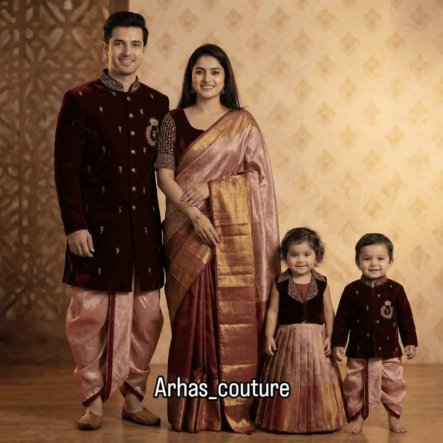 Banarasi tissue silk family outfit – mother and daughter set – Arhas Couture