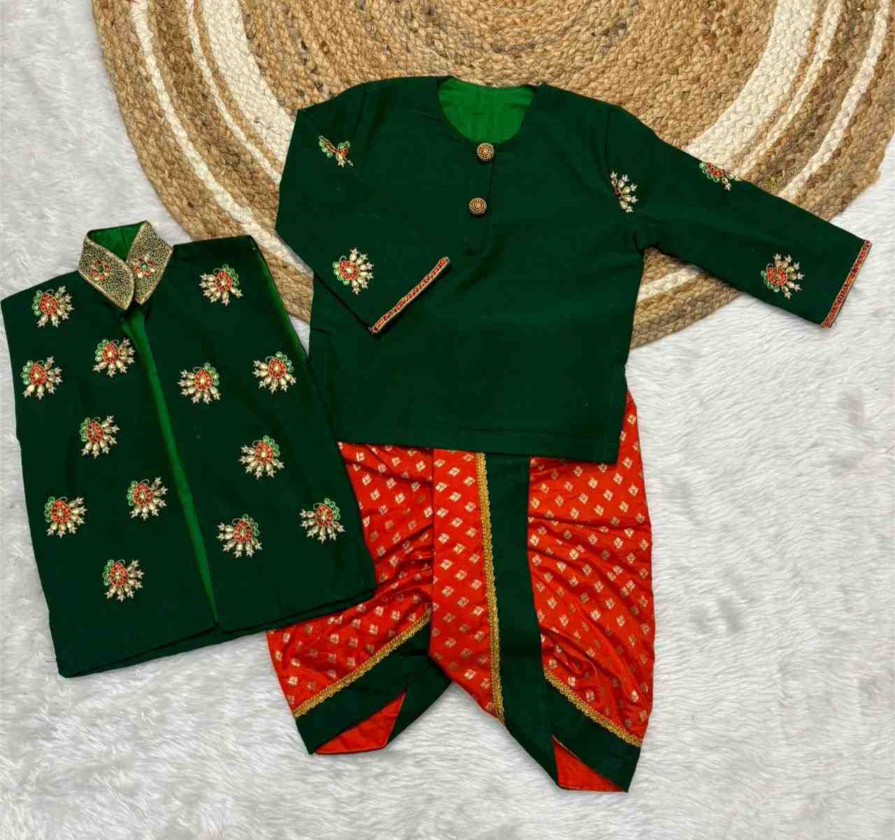 Kids raw silk kurta set – colour 2 – Arhas Couture
