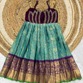 Kids raw silk frock – blue – Arhas Couture