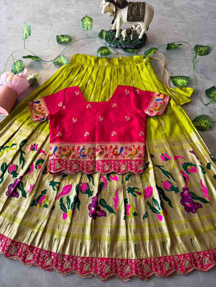 Kid's Paithani Viscose Dola Silk Lehengas