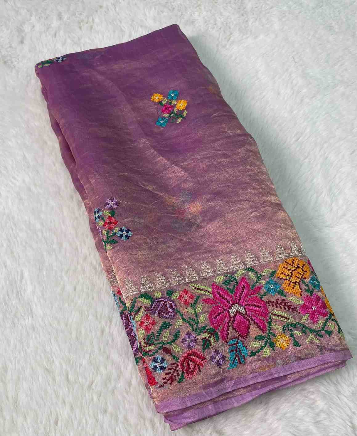 Fancy tissue embroidery saree – colour 7 – Arhas Couture