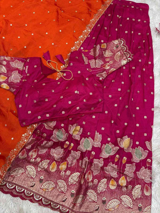 Jaquard Cut Work Lehengas