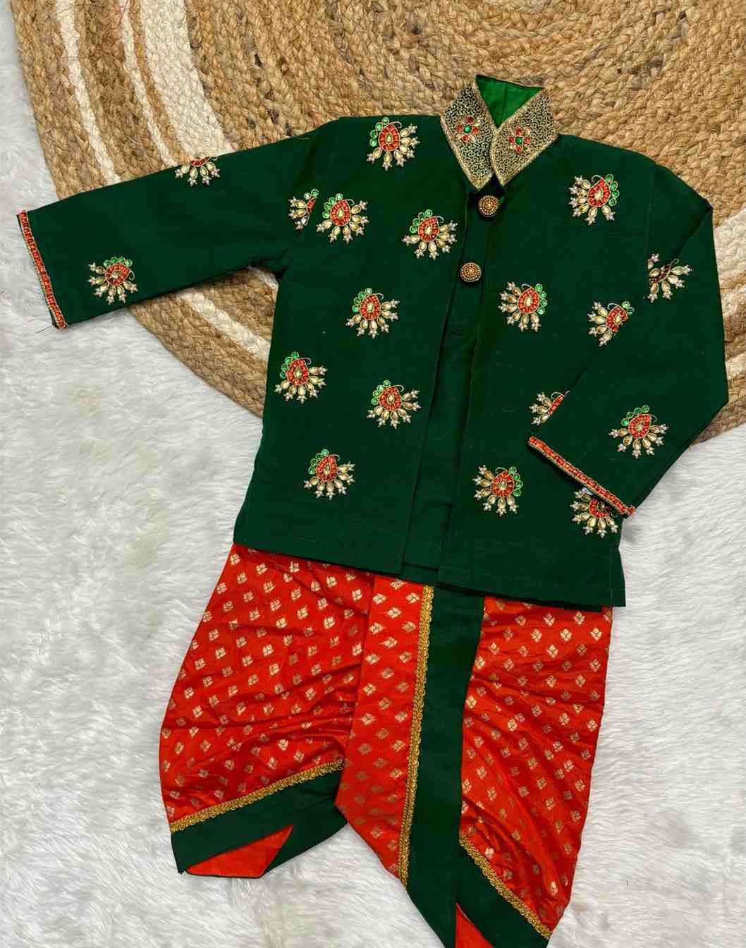 Kids raw silk work kurta sets by Arhas Couture