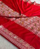 Fancy Banarasi Mashru silk saree with satin finish and booties design – Arhas Couture