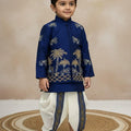 Kids raw silk kurta with pattu border bottom – 6 months to 15 years – Arhas Couture