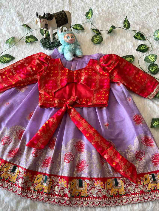 Kids Dola silk lehenga – colour 1 – Arhas Couture
