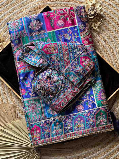 Fancy violet purple crepe designer saree – Arhas Couture