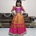 Kids Kanjivaram silk gown with heavy zari embroidery – 1 to 15 years – Arhas Couture