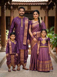 Gold Zari Silk Family Outfits