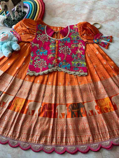 Kid's Tissue Lehengas