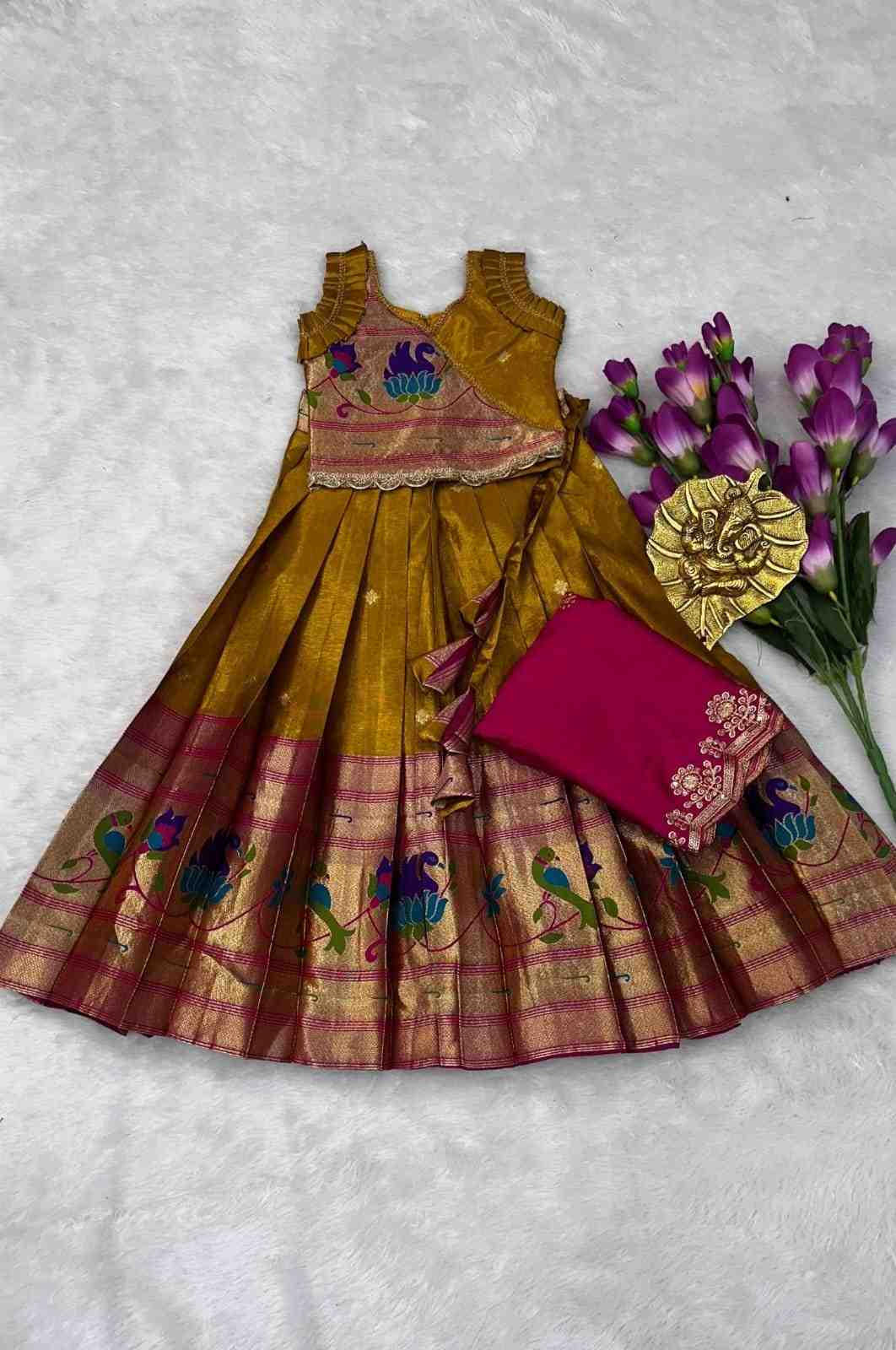 Kid's Paithani Shimmer Silk Lehengas