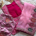 Fancy tissue silk saree with aplic work and coding sequins – Arhas Couture