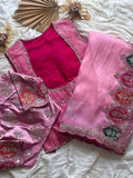 Fancy tissue silk saree with aplic work and coding sequins – Arhas Couture