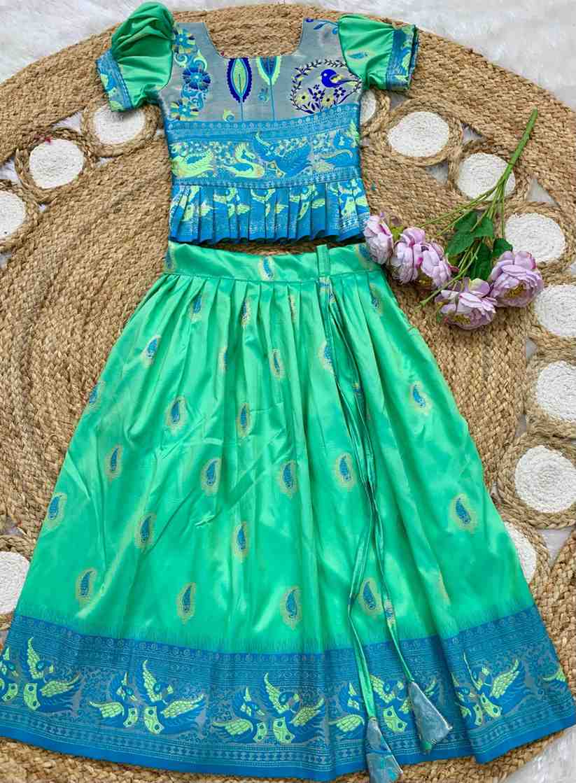 Kids Paithani lehenga – purple – Arhas Couture