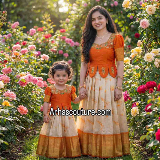 Semi Kanchi Tissue Family Outfits