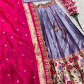 Fancy two-tone tissue silk lehengas by Arhas Couture