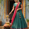 Fancy cotton jacquard lehenga with georgette dupatta – Arhas Couture