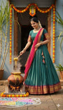 Fancy cotton jacquard lehenga with georgette dupatta – Arhas Couture