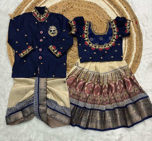 Kid's Banarasi Silk Family Combo