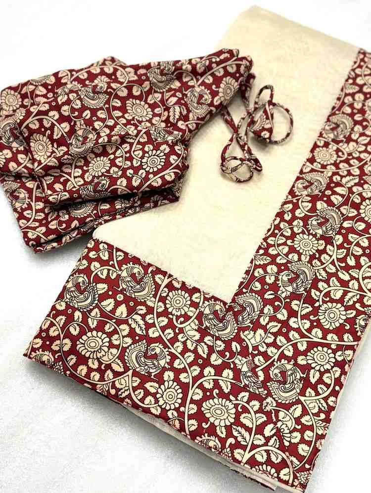 Fancy Chanderi cotton saree with Pichwai Kalamkari border – Arhas Couture