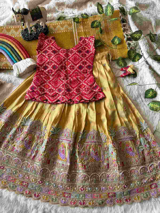 Girl's Viscose Tissue Lehengas
